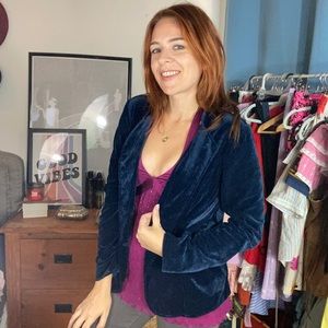 Blue Velvet Blazer l Silence + Noise l Size M